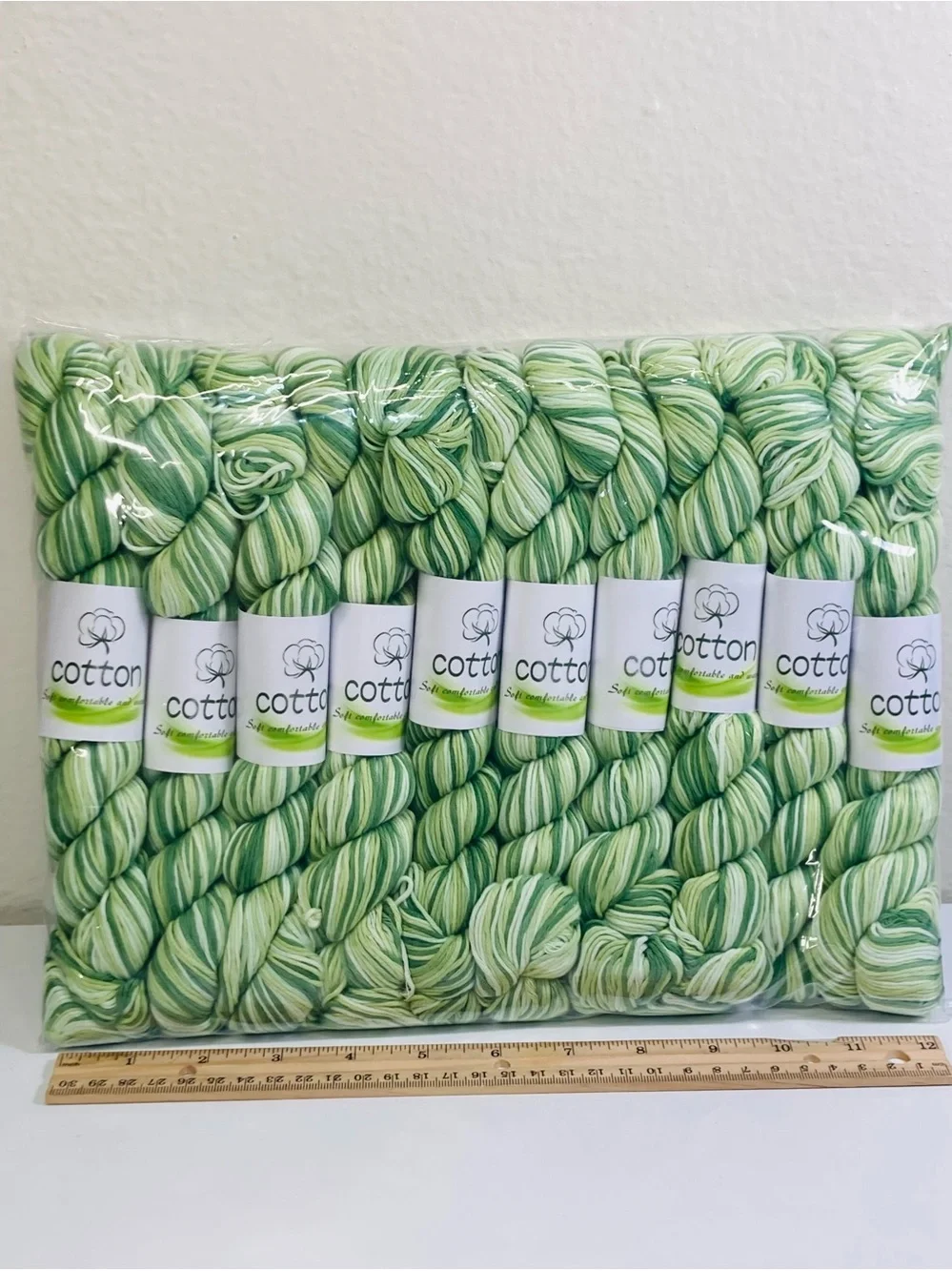 10 NEW (~500g total, ~50g ea.) 100% Cotton Variegated Hanks in Spring Grasses